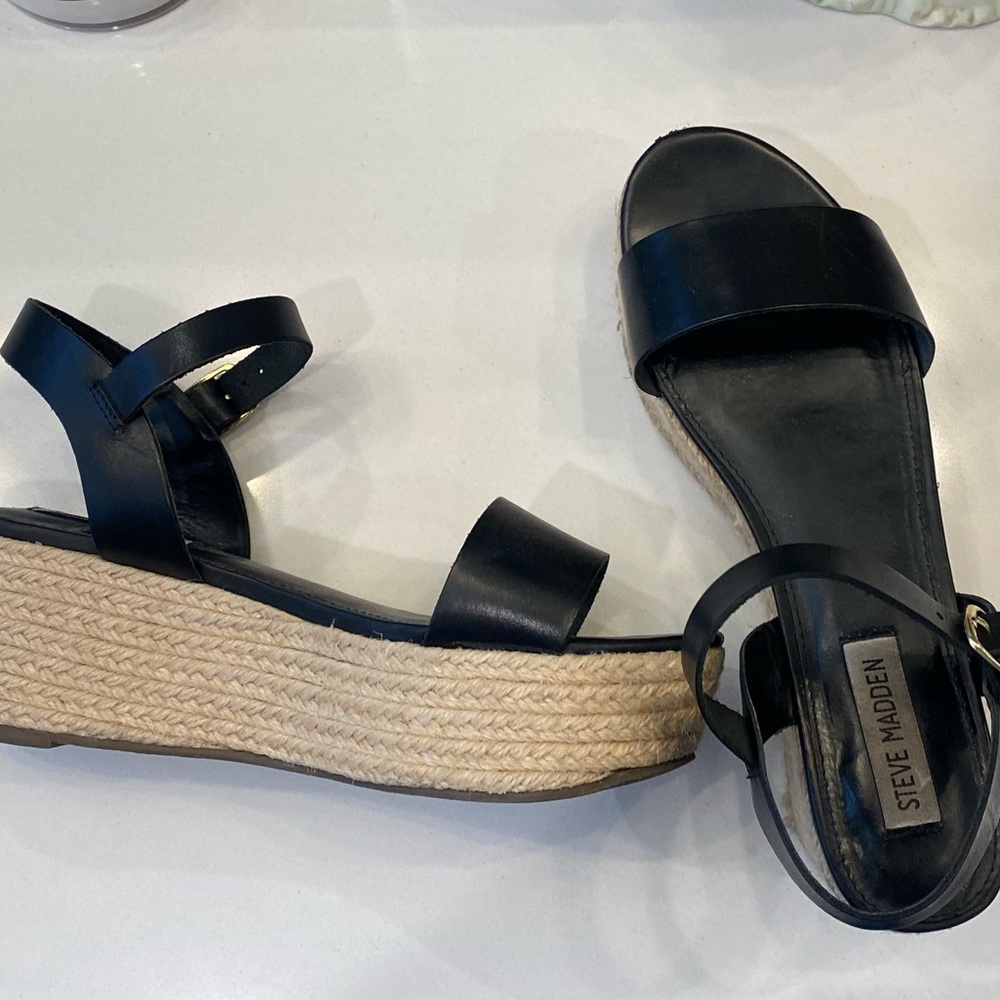 Steve Madden Black Braided Platform Sandals